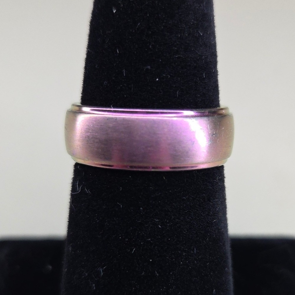 Psalm 91:11 Iridescent Purple Engraved Band Ring Size 7 Religious Jewelry